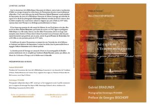 Bulletin d'information du livre «Au cœur de l'Europe humaniste» de Gabriel Braeuner — Éditions du Tourneciel