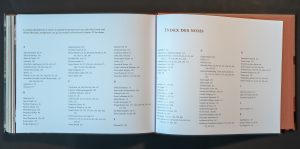 Extrait, pages Index du livre «Au cœur de l'Europe humaniste», collection L'Esprit d'un lieu — Éditions du Tourneciel — textes de Gabriel Braeuner, photographies de Dominique Pichard