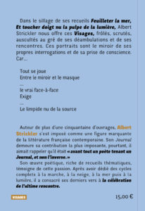 Quatrième de couverture du livre « Visages » d’Albert Strickler — Éditions du Tourneciel