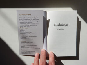 Illustration de « Lìechtùnge Clairières » de Jean-Christophe Meyer