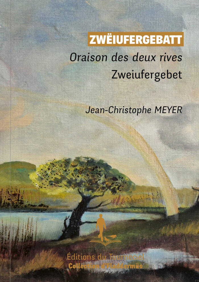 Couverture du livre «Oraison des deux rives», collection d’Fladdermüs — Éditions du Tourneciel — poèmes de Jean-Christophe Meyer, peinture de Dan Steffan